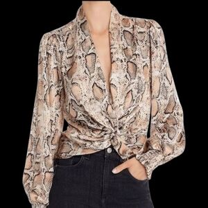 AQUA‎ by Bloomingdale's Snake Print Twist Front Top Career Size XS NWT $68